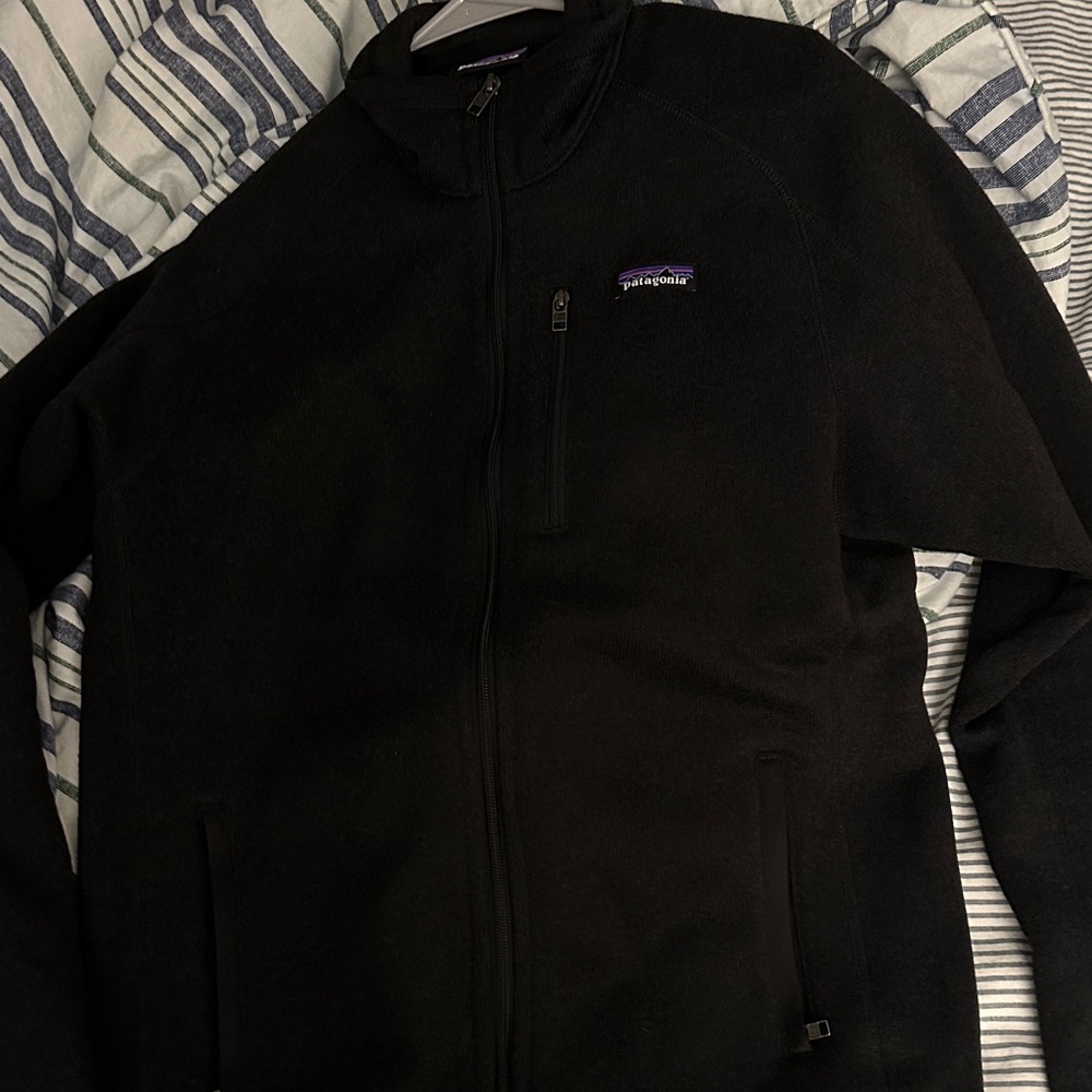 Patagonia Black Full-Zip Fleece Jacket with Chest Pocket